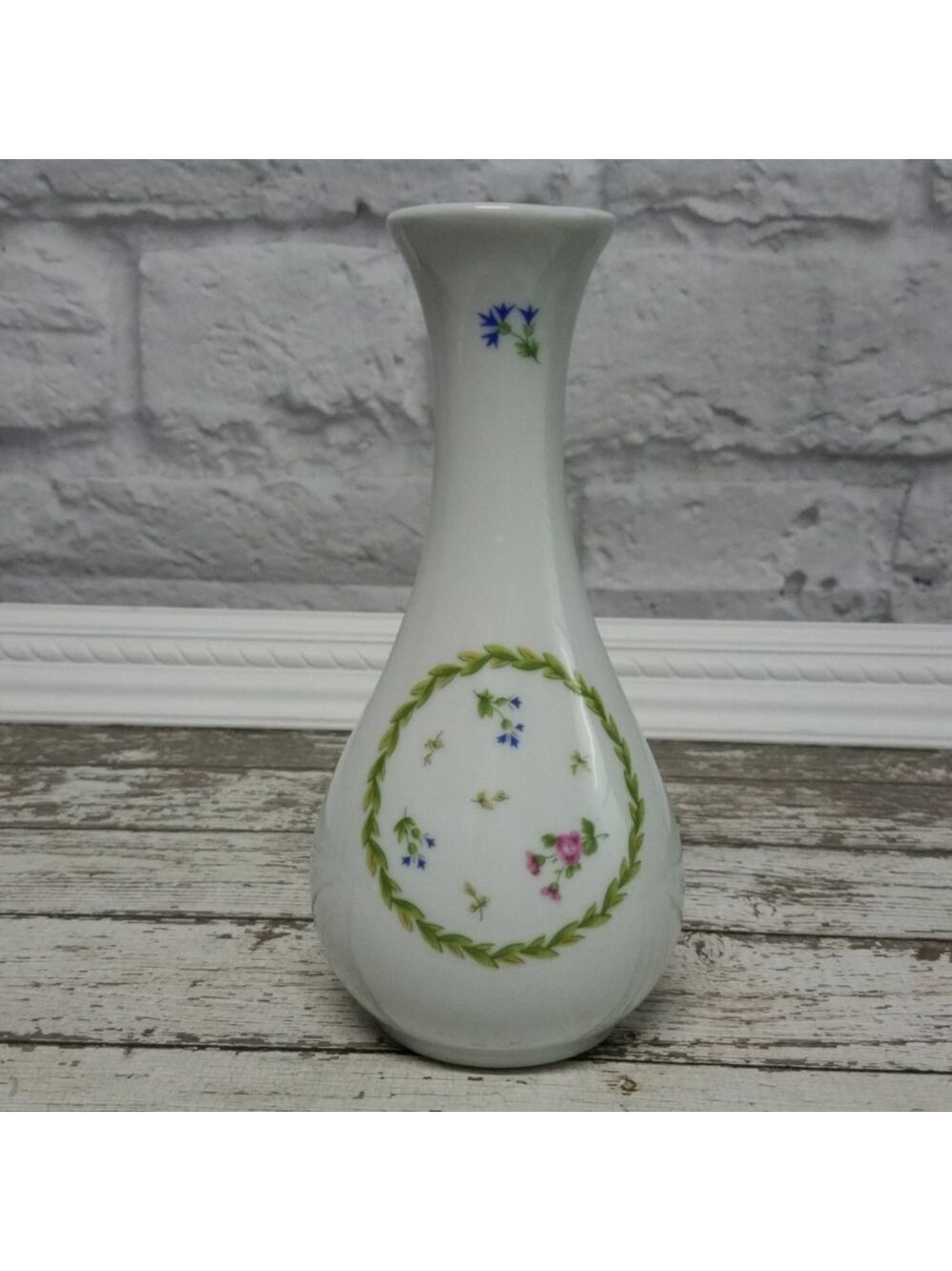 Rare Vintage Limoges Castel floral wreath bud vase